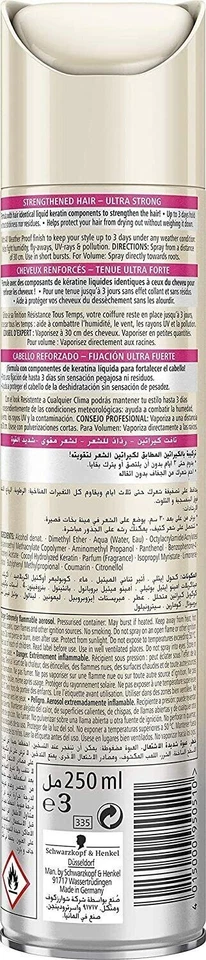 Schwarzkopf Henkel Taft Keratin Hair Spray Ultra Strong 4, 250ml - Image 2 of 4