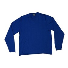 Neiman Marcus Men's Sz XL Lapis Blue Merino Wool Blend Sweater Preppy Nautical
