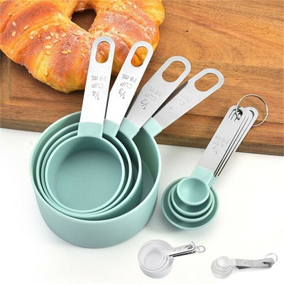 PP Messbecher Set 4 Stück mit 4 * Löffel Küche Backen Kochen Einheiten Markie