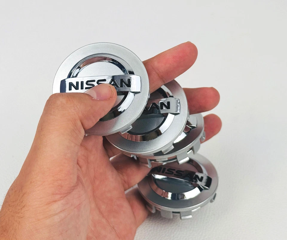 Set of 4 silver with chrome Logo Wheel Center Cap 54mm for Car Nissan - Image 2 of 4
