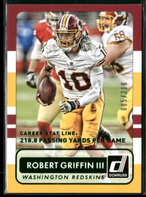 Robert Griffin III 2015 Donruss Stat Line Career Green #26 #/218 - Redskins