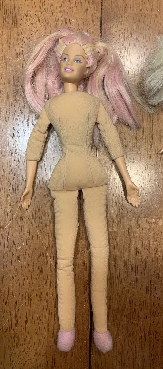Mattel 2001 Dream Glow Barbie Doll Pink Hair + 1993 Bedtime Barbie