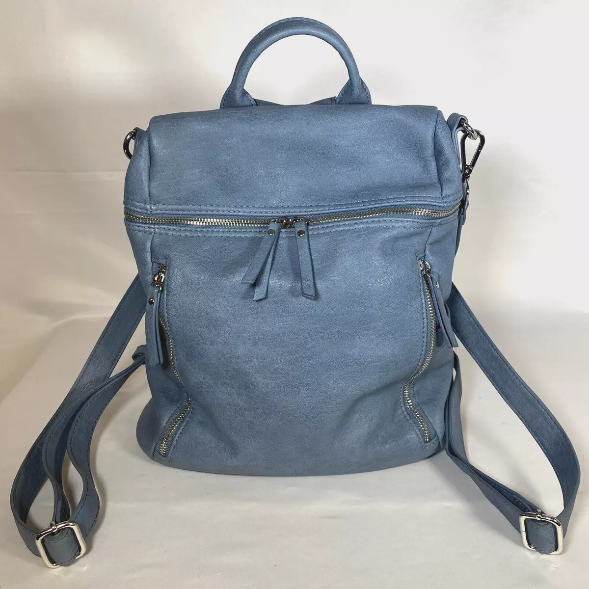 Miztique Sienna Soft Vegan Leather Convertible Backpack With Shoulder Strap  Blue