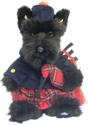 Toy Scottish Terrier 12'' with bagpipes, gift wrapped, personalised or not