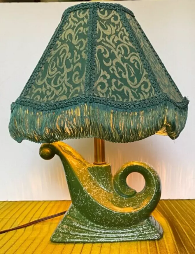 Vintage Speckled Green Ceramic Aladdin Genie Table Lamp eBay