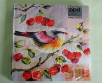 20 Servietten Vogel Kirschen 1 Packung Ovp Motivservietten VöGel Bunt Ppd