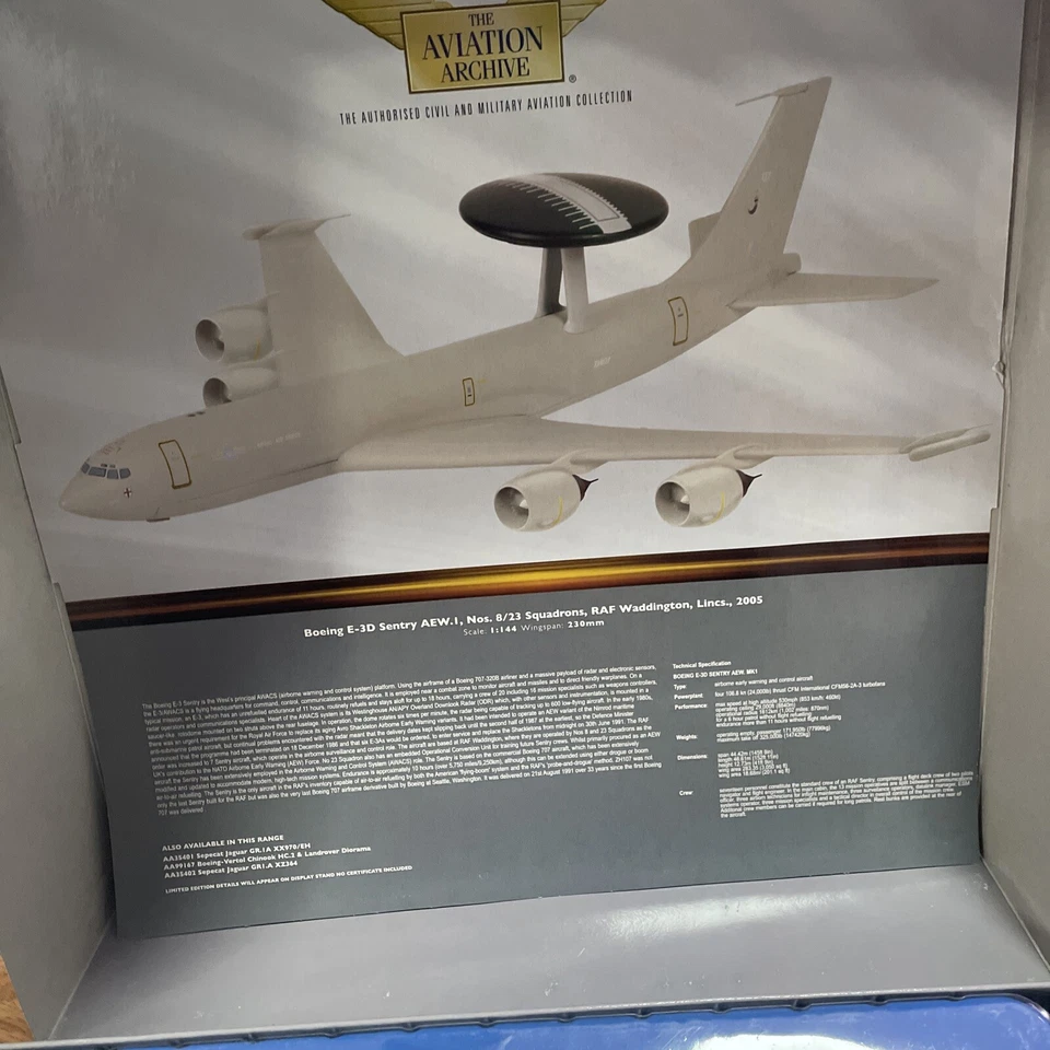 Corgi Av Diecast 1:144 RAF Boeing E-3D Sentry AEWI Waddington, AA32915 Ltd Ed - Image 4 of 4