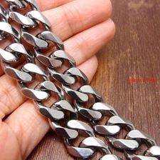 Men's Necklace Stainless Steel Polished Cuban Curb Chain Link Necklace 13mm 24''