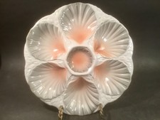 Antique French Majolica Oyster Plate Shells on Seaweed