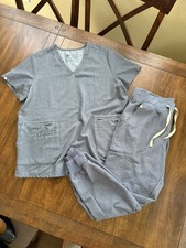 Figs Technical Collection Scrub Set Top Large Pants Casma Three Pocket Chambray