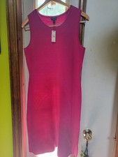 NWT New Sz S TALBOTS Fuschia Pink 100% Merino Wool Knit Sleeveless sheath Dress 