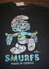 VINTAGE STYLE SMURFS SMURF Made in Comics T-Shirt MEDIUM MENS NEW w/ TAG