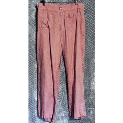 Nicole Miller 100% Linen Wide Leg Pant in Mauve Size 10 Gypsy Boho Chic Coastal 