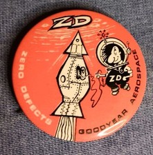 Goodyear Aerospace Lockheed Martin Pin Button Zero Defects Employee Crew Space