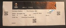TICKET 22/3 EL Arsenal v Bodo Glimt Very Rare