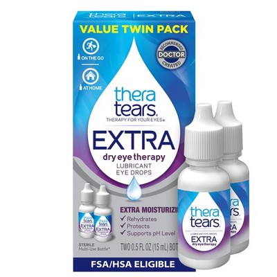Extra Dry Eye Therapy Lubricating Eye Drops for Dry Eyes, 0.5 fl oz Bottle, 2...