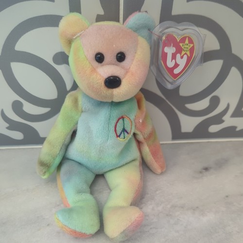 TY Beanie Babies Peace Bear RARE UNIQUE TIE DYE LIMITED ED Combined ...