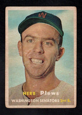 1957 Topps Baseball #169 Herb Plews Washington Senators VG ab