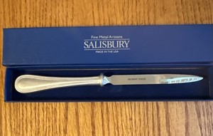 Salisbury Fine Metal Artisans Pewter Letter Opener, Beaded Handle Trim, NIB