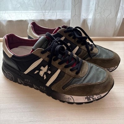 PREMIATA Men's Sneakers Olive/Black/Burgundy 28cm Cushion Sole Good Condition