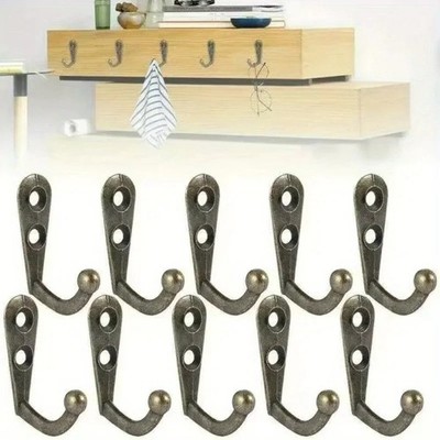 10 Stck./Posten Vintage Wandmontage Einzelne Zinken Haken Retro Mini Größe Bronze Kleiderbügel