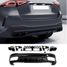 For Mercedes Benz GLE W167 2020+ Rear Diffuser W/ Exhaust Tips Black Fit 