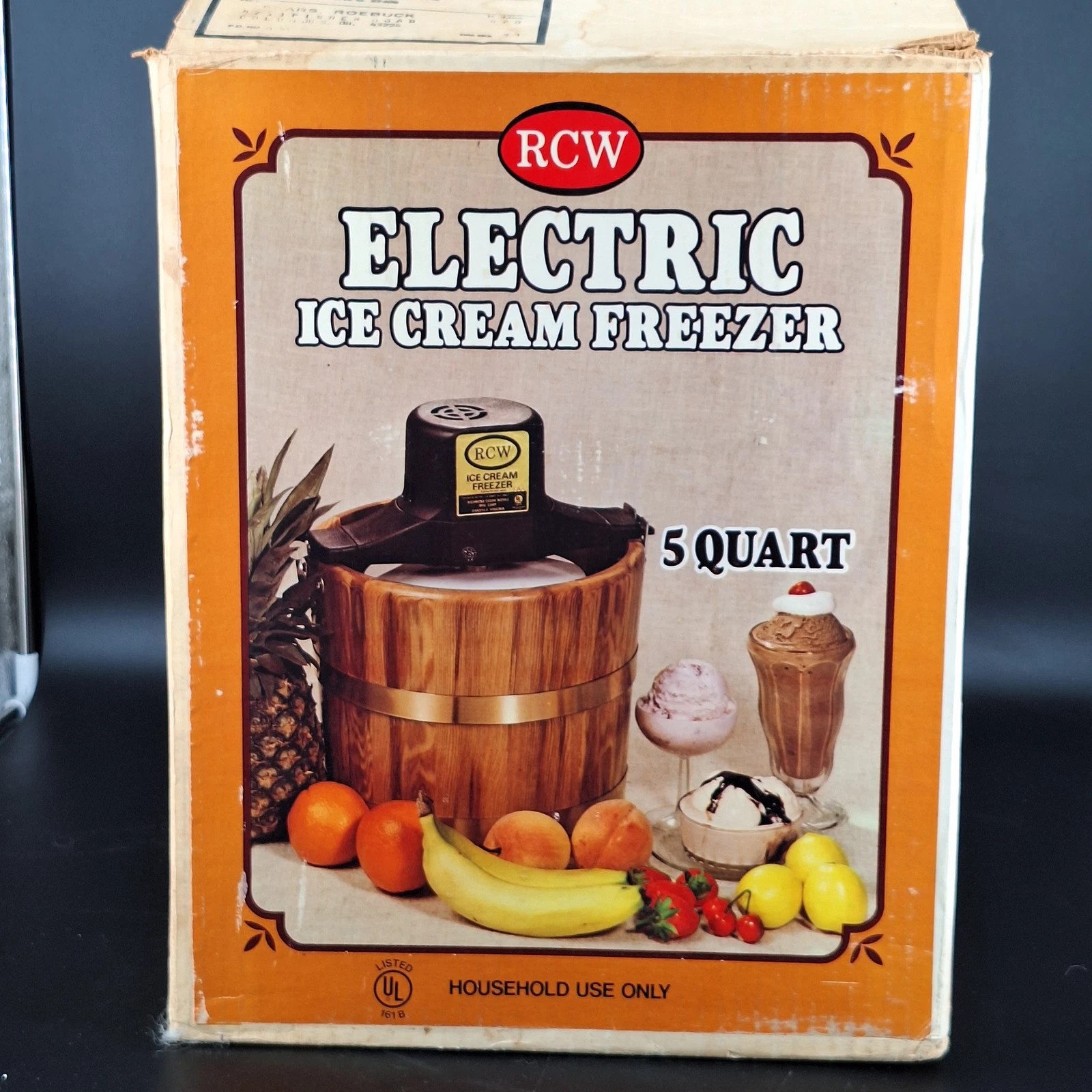 Vtg RCW 5 Quart Electric Ice Cream Freezer Maker Wood Bucket Works
