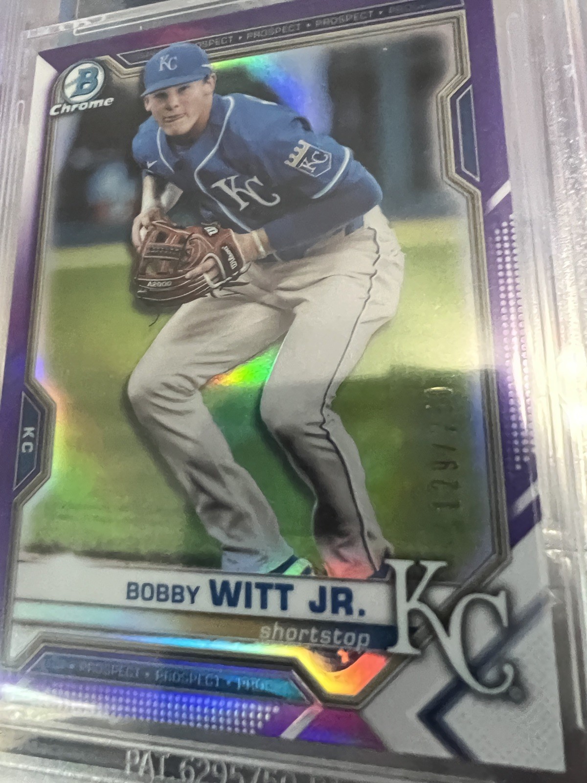 2021 BOWMAN CHROME PROSPECTS PURPLE REFRACTOR #BCP193 BOBBY WITT JR /250 8.5