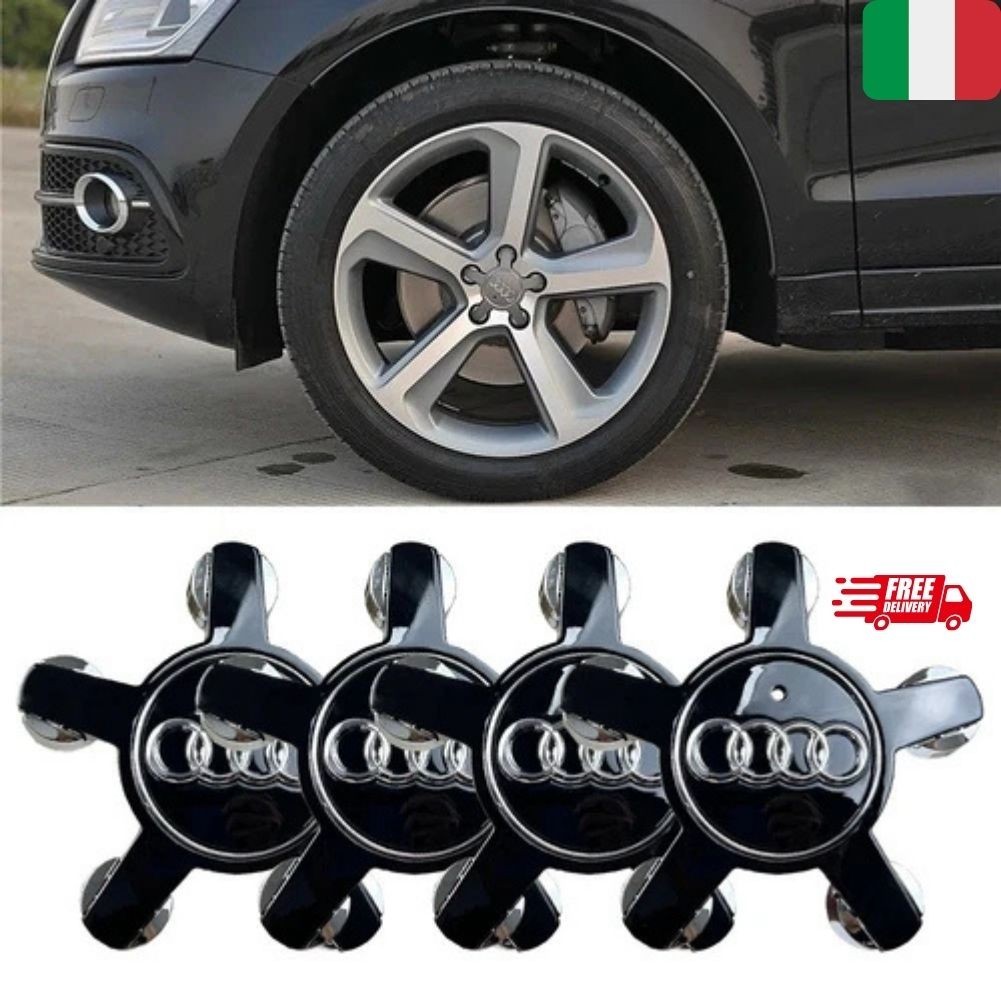 Coprimozzi Audi 135Mm 4 Pezzi: Borchie per Cerchi in Lega A3 A4 A5 A6 Q5 Q7 TT