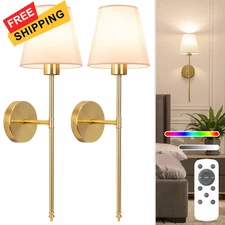 NIORSUN Battery Operated Wall Sconce Set of 2,Gold Rechargeable 24 inch, Gold 