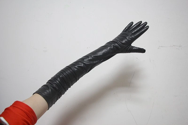 Guantes de cuero de oveja real para mujer 60 cm/23,6", guantes de noche de ópera de conducción larga Foto 4 de 4