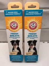 Lot Of 2 NEW Arm & Hammer Fresh Breath Vanilla Ginger Dog Toothpaste 2.5oz 01/28