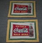 Lot of 2 Vintage Coca Cola Sold Here Quilted Pillow Case Sham  Z2