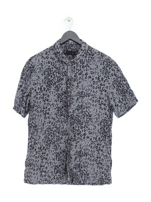 AllSaints Herren Hemd S Grau Animal Print 100% Viskose Basic