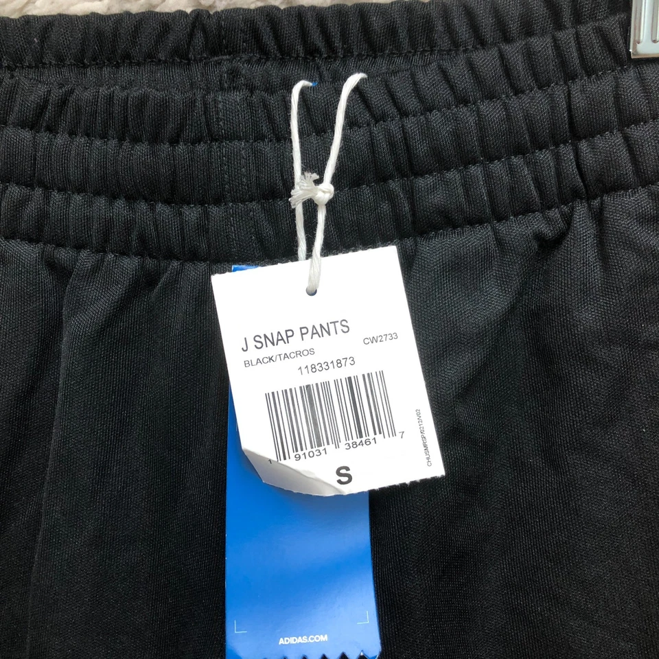 NEW Adidas Track Pants Small Youth Black J Snaps Three Stripes Tapered Girls S - Image 4 of 4