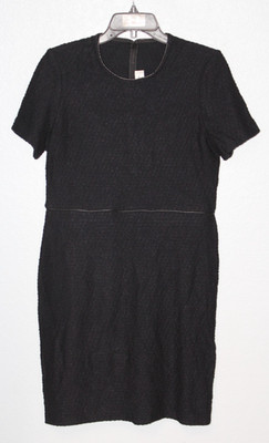 St. John Black Metallic S/S Wool Blend Knee-Length Sheath Dress Size 10 - GRP3