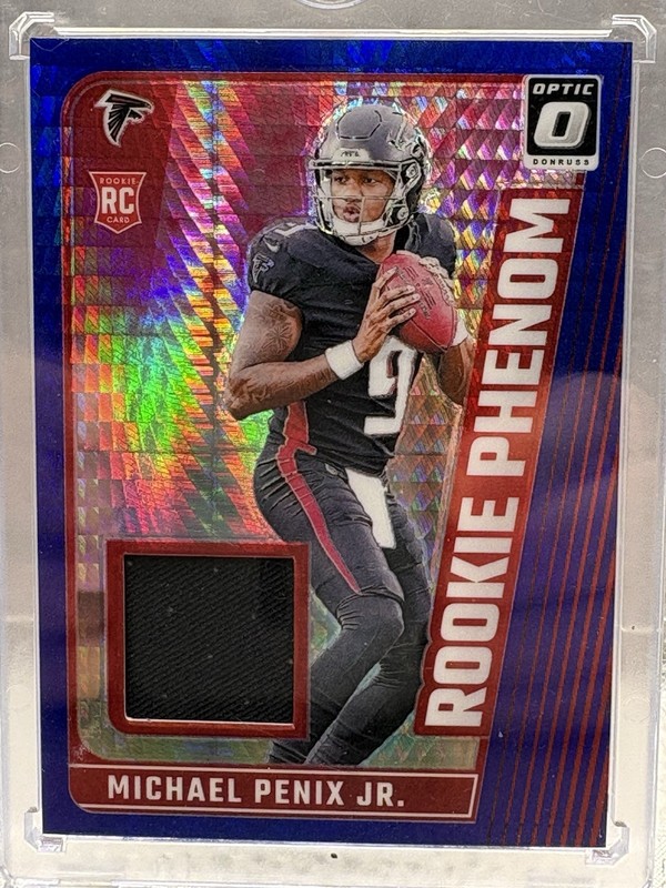 2024 Donruss Optic - Rookie Phenom Michael Penix Jr.  Blue Hyper Prizm (MEM, RC)