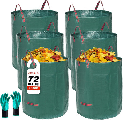 Reusable Yard Waste Bags - 72 Gallon, 6 Pack, Heavy Duty with Gardening Gloves &