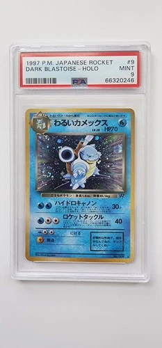 1997 POKEMON JPN ROCKET #9 DARK BLASTOISE-HOLO PSA 9 SWIRL