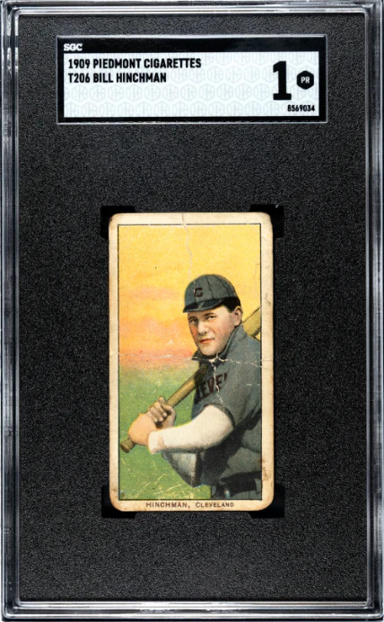 1909 T206 BILL HINCHMAN NNO POOR PIEDMONT 150 SGC 1 BASEBALL CLEVELAND NAPS