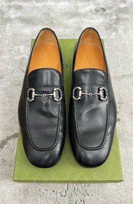 Authentic Gucci Silver Horsebit Black Leather Mens Loafer  display picture 3