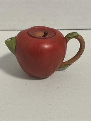 Miniature Apple Tea Pot Unbranded Bottom Defect 1.5 Inches Tall Unsure Material
