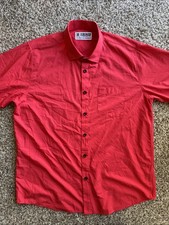Dixxon Performance Bamboo Series Button Up Red Shirt Short Sleeve Men s XL