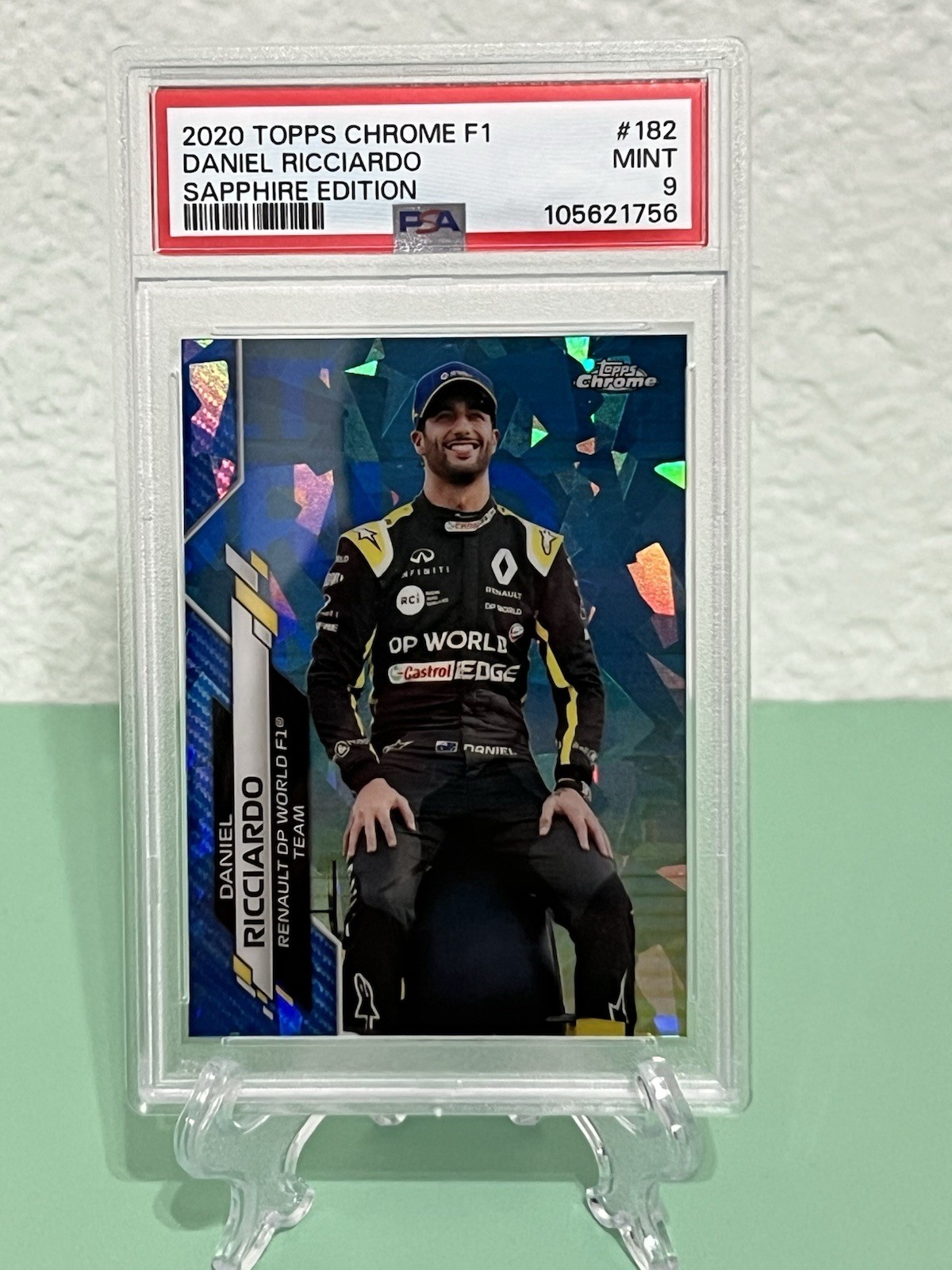 2020 TOPPS CHROME FORMULA 1 SAPPHIRE EDITION DANIEL RICCIARDO #182 PSA 9 MINT