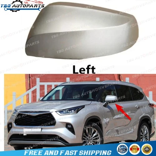 Silver LEFT DRIVER Side Mirror Cover for Toyota Highlander 2021~2023 Rearview