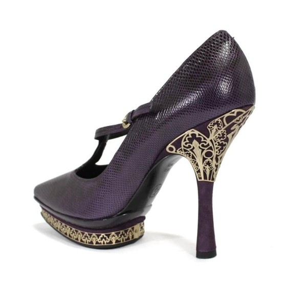 Women Bally Heels Purple Leather 37