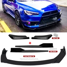 For Mitsubishi Front Bumper Lip Chin Spoiler Body Kit Splitter Side Skirt