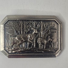 Vtg 1976 Great American Belt Buckle Co Deer in Forest Belt Buckle Limited USA