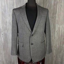 Stafford Mens Merino Wool Sport Coat Classic Fit 42 Reg Gray Blazer 2 Button