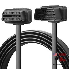 3.2FT 1M OBDII OBD2 Right Angle 16 Pin Male to Female Extension Flat Cable